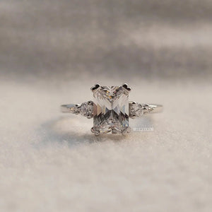 Unique Radiant Diamond Gold Vintage Engagement Ring