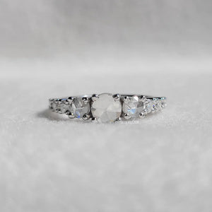 Unique Round Rose Cut Moissanite Vintage Engagement Ring