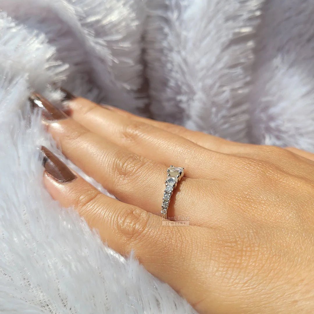 Unique Round Rose Cut Moissanite Vintage Engagement Ring - Riant Fine Jewelry LLC