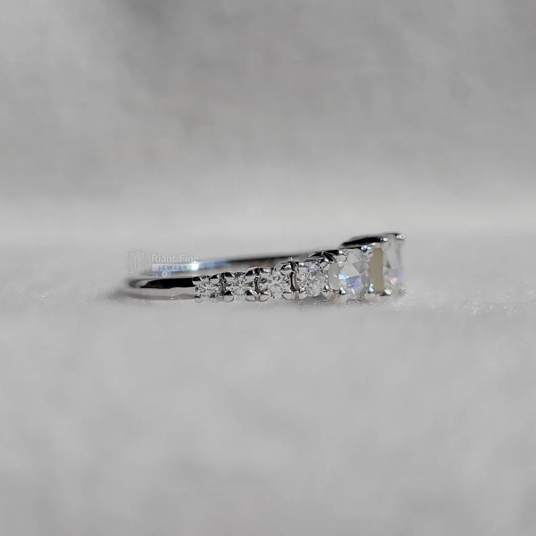 Unique Round Rose Cut Moissanite Vintage Engagement Ring - Riant Fine Jewelry LLC