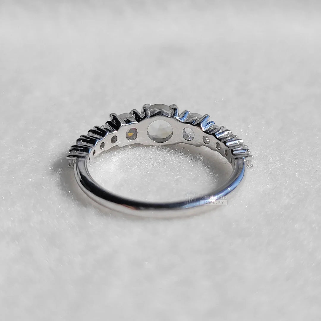 Unique Round Rose Cut Moissanite Vintage Engagement Ring - Riant Fine Jewelry LLC