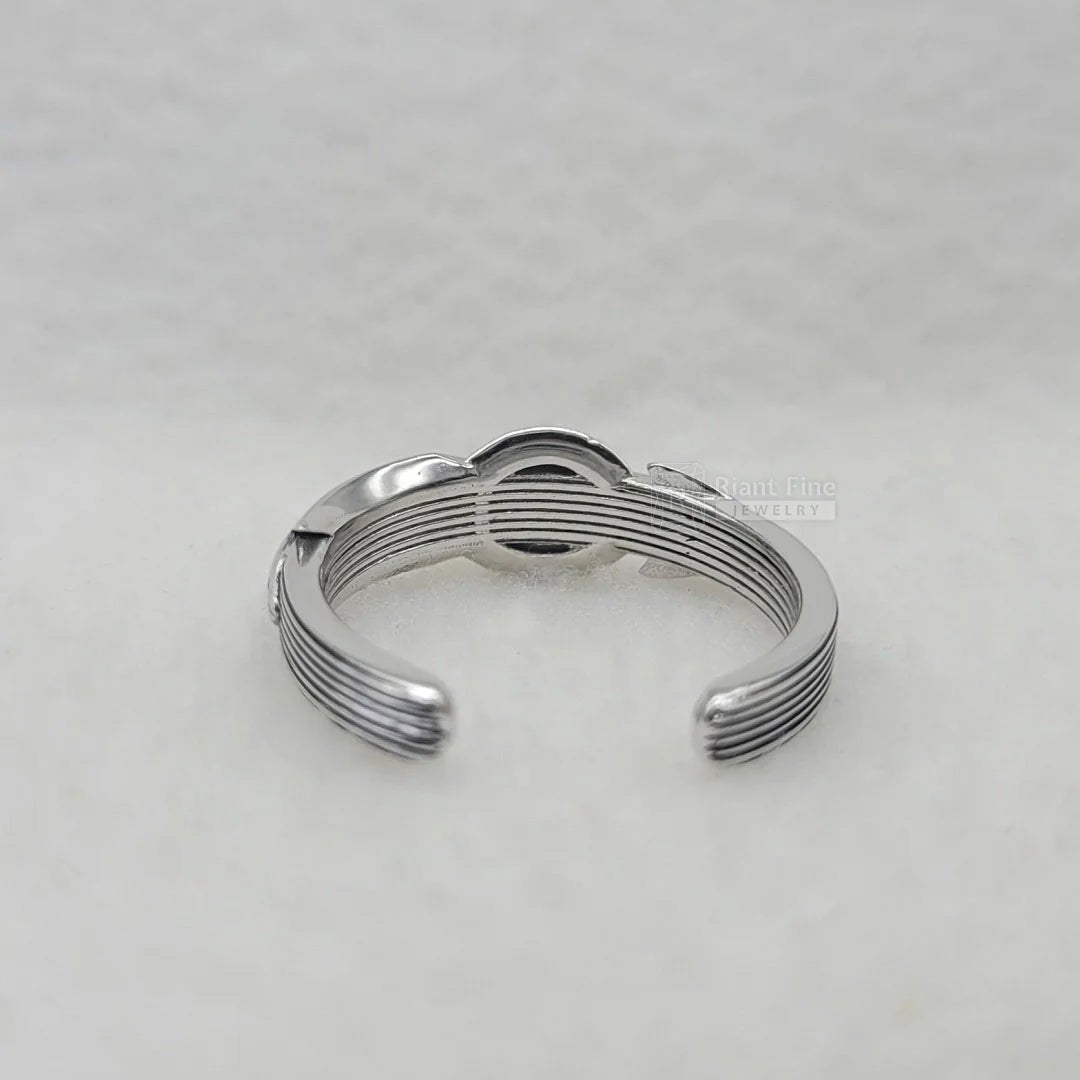 Unique Round Salt & Pepper Natural Black Diamond Men Ring - Riant Fine Jewelry