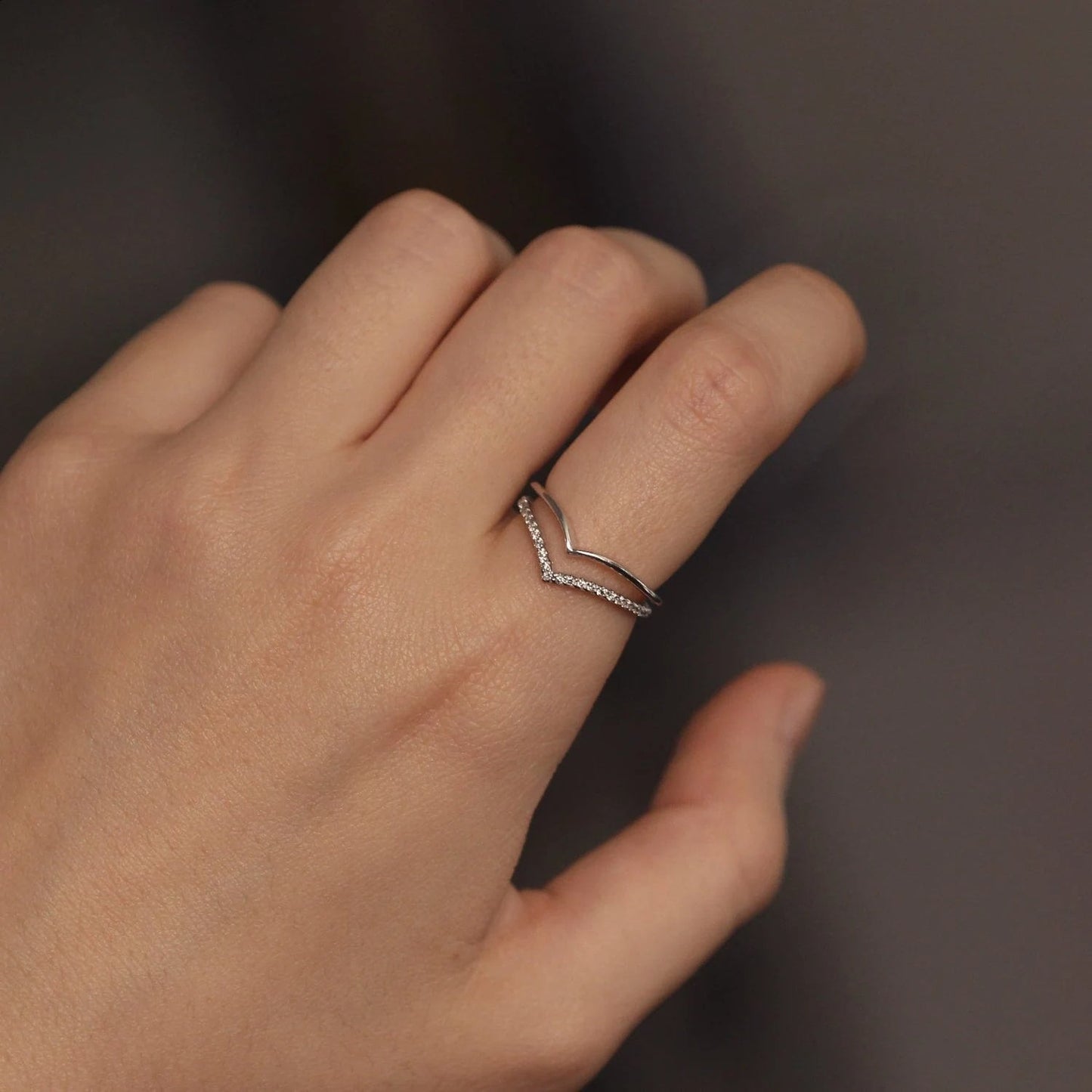 V Shape Round Cut Diamond Curved Wedding Band - Riant Fine Jewelry LLC
