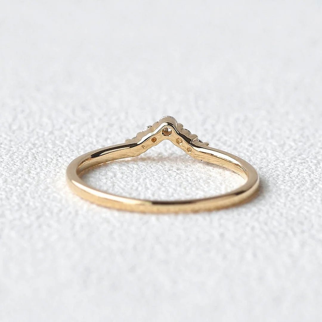 V Shape Round Lab Diamond Curved Wedding Band - Riant Fine Jewelry LLC
