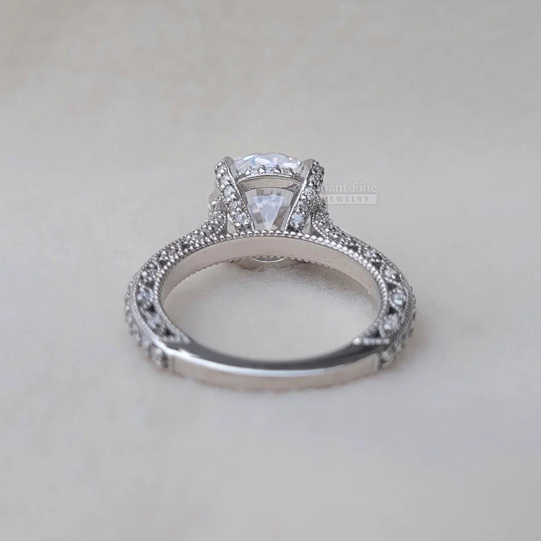 Vintage 5 Ct Moissanite Engagement Ring in Gold - Riant Fine Jewelry