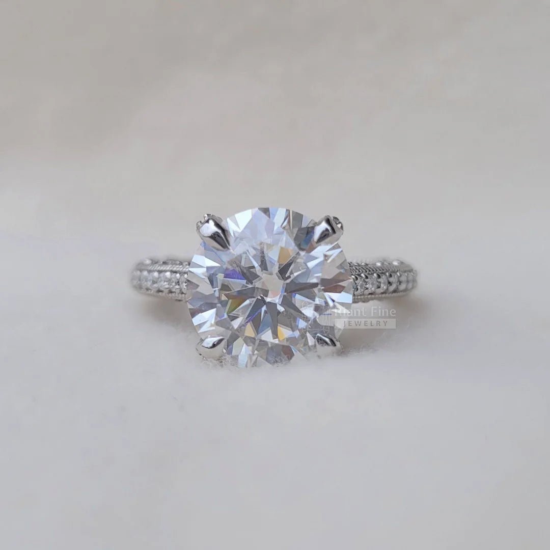 Vintage 5 Ct Moissanite Engagement Ring in Gold - Riant Fine Jewelry