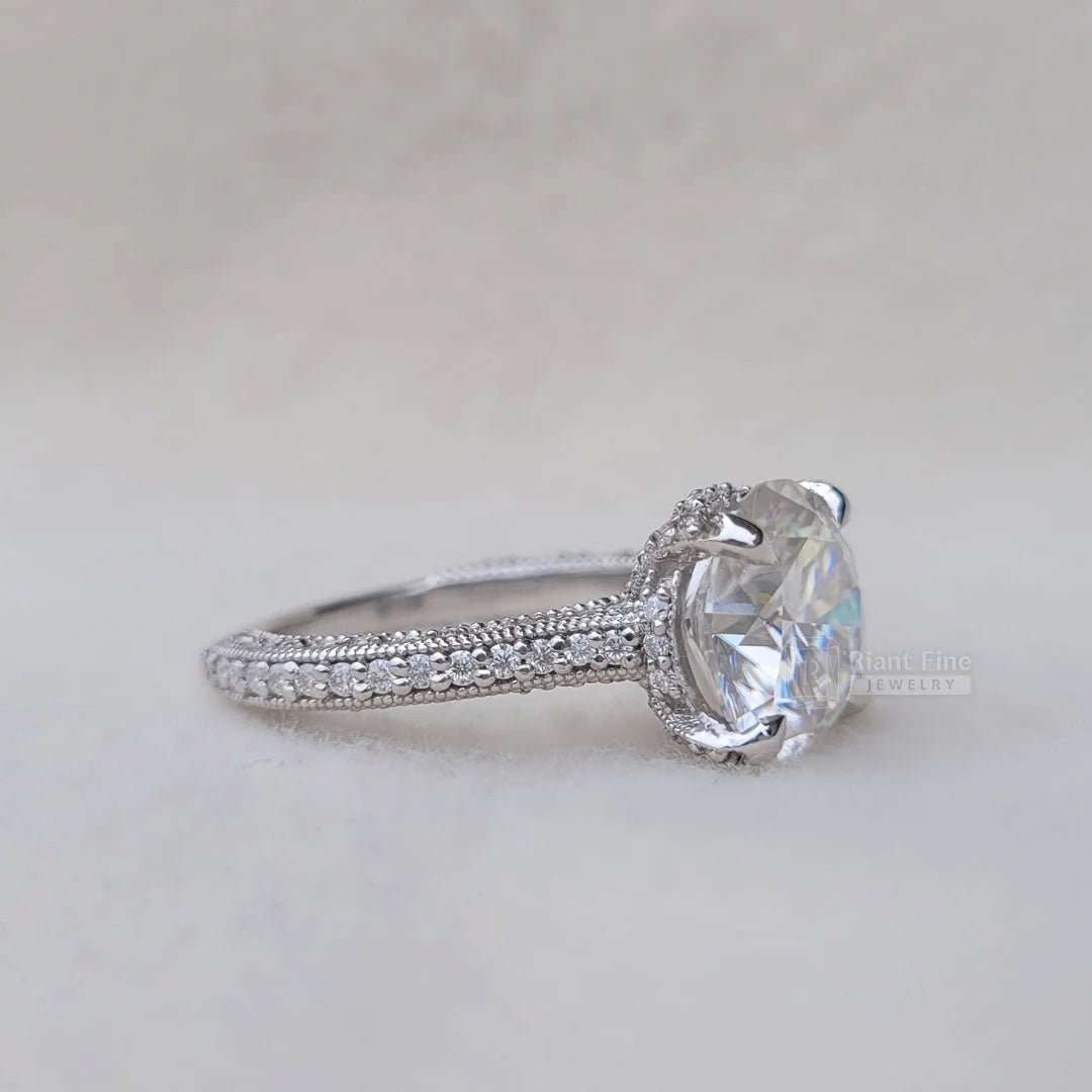 Vintage 5 Ct Moissanite Engagement Ring in Gold - Riant Fine Jewelry