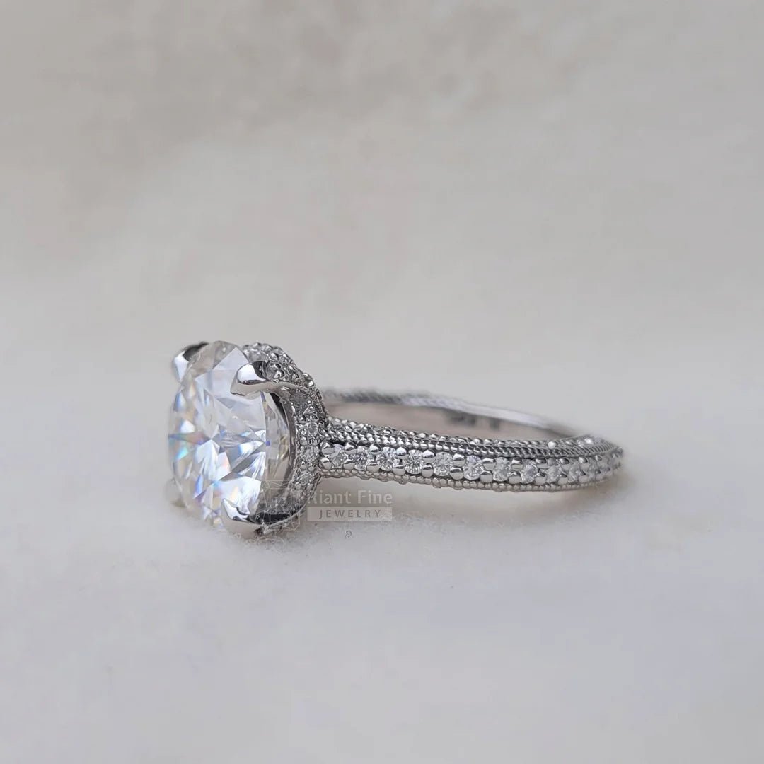 Vintage 5 Ct Moissanite Engagement Ring in Gold - Riant Fine Jewelry