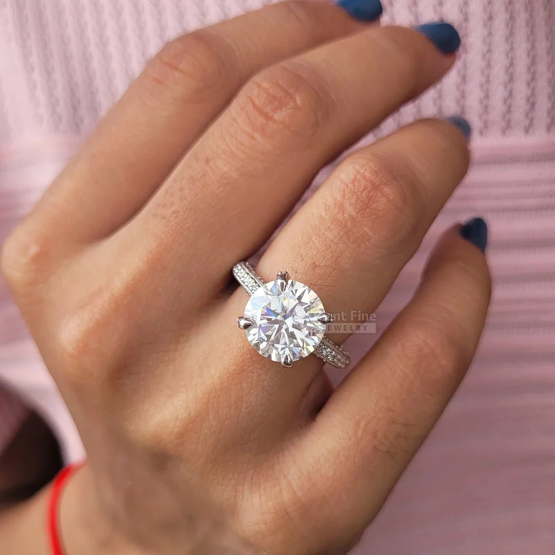 Vintage 5 Ct Moissanite Engagement Ring in Gold - Riant Fine Jewelry