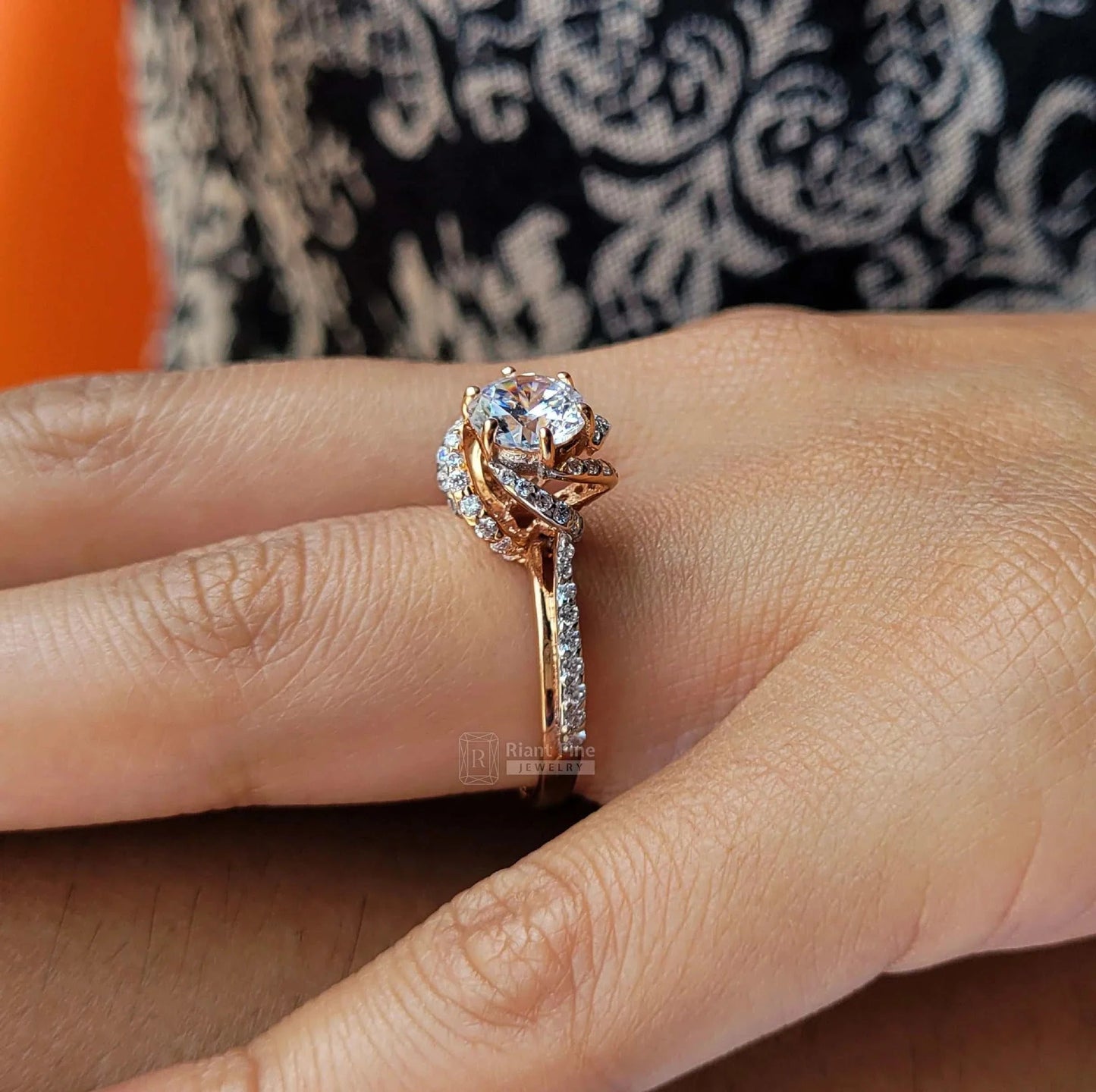 Vintage Floral Engagement Rings | Round Lab Grown Diamonds - Riant Fine Jewelry LLC