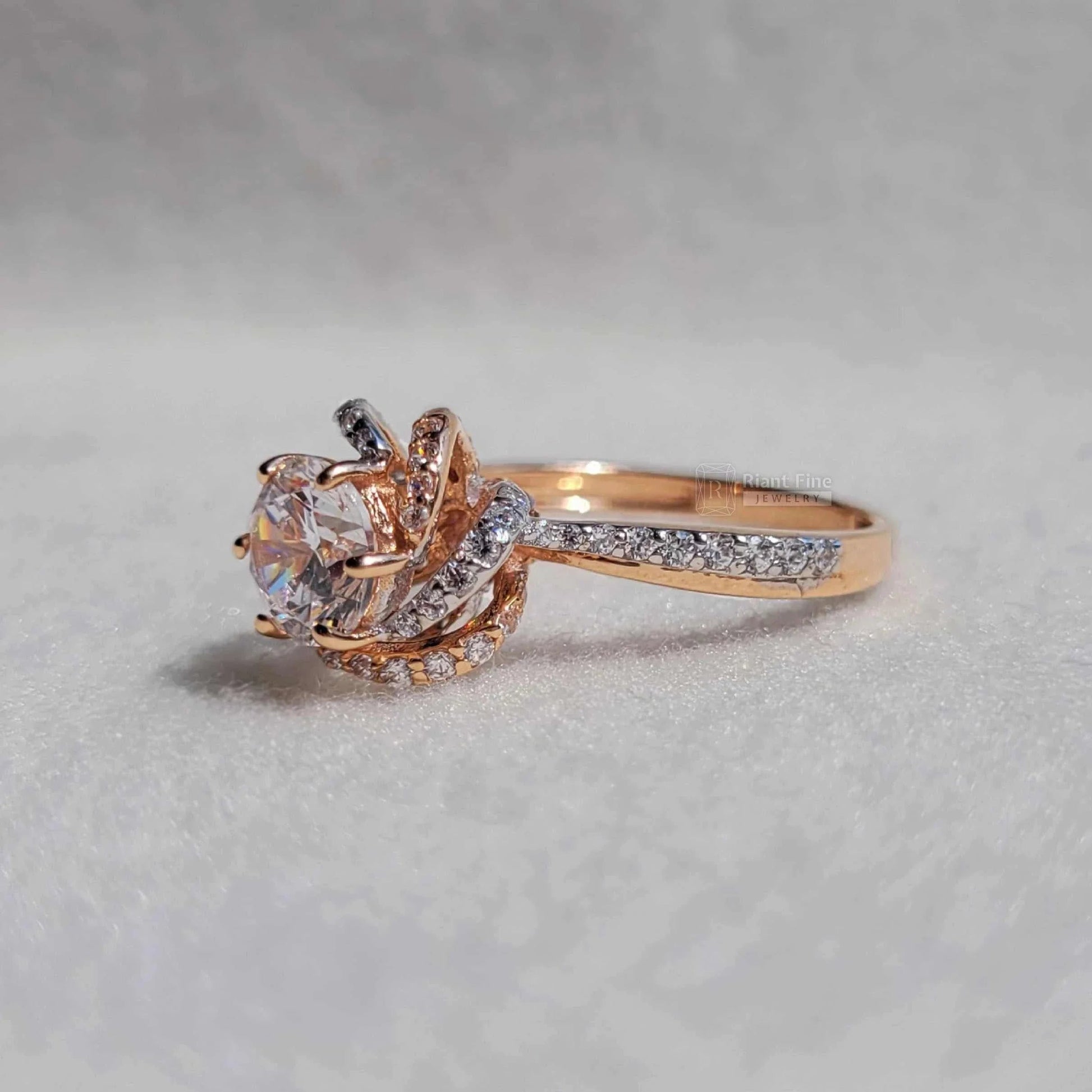 Vintage Floral Engagement Rings | Round Lab Grown Diamonds - Riant Fine Jewelry LLC