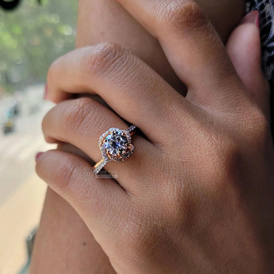 Vintage Floral Engagement Rings | Round Lab Grown Diamonds - Riant Fine Jewelry LLC