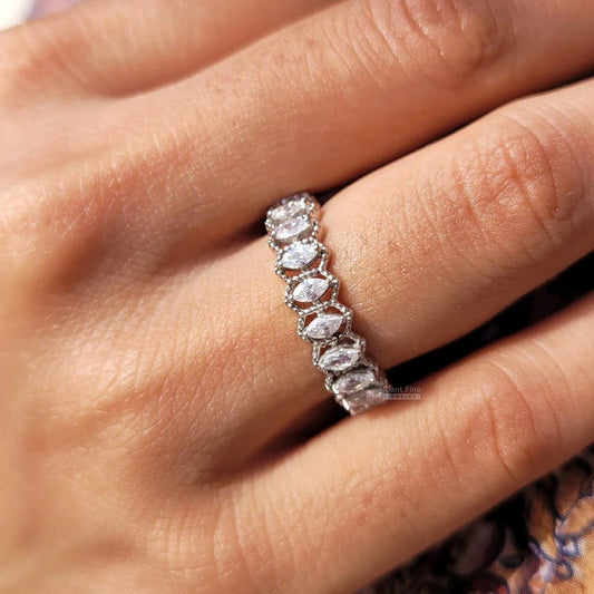 Vintage Full Eternity Marquise Diamond Wedding Band - Riant Fine Jewelry