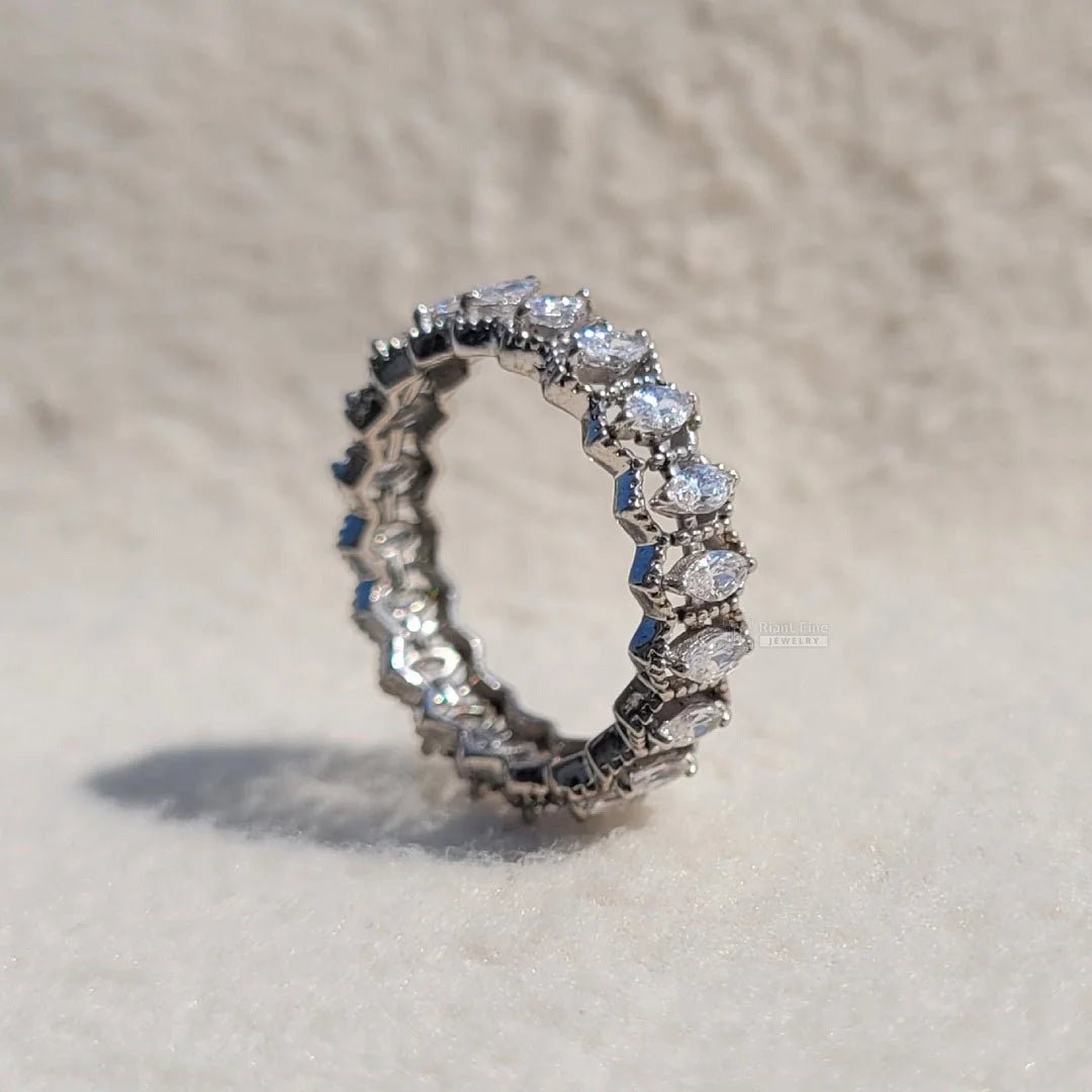 Vintage Full Eternity Marquise Diamond Wedding Band - Riant Fine Jewelry