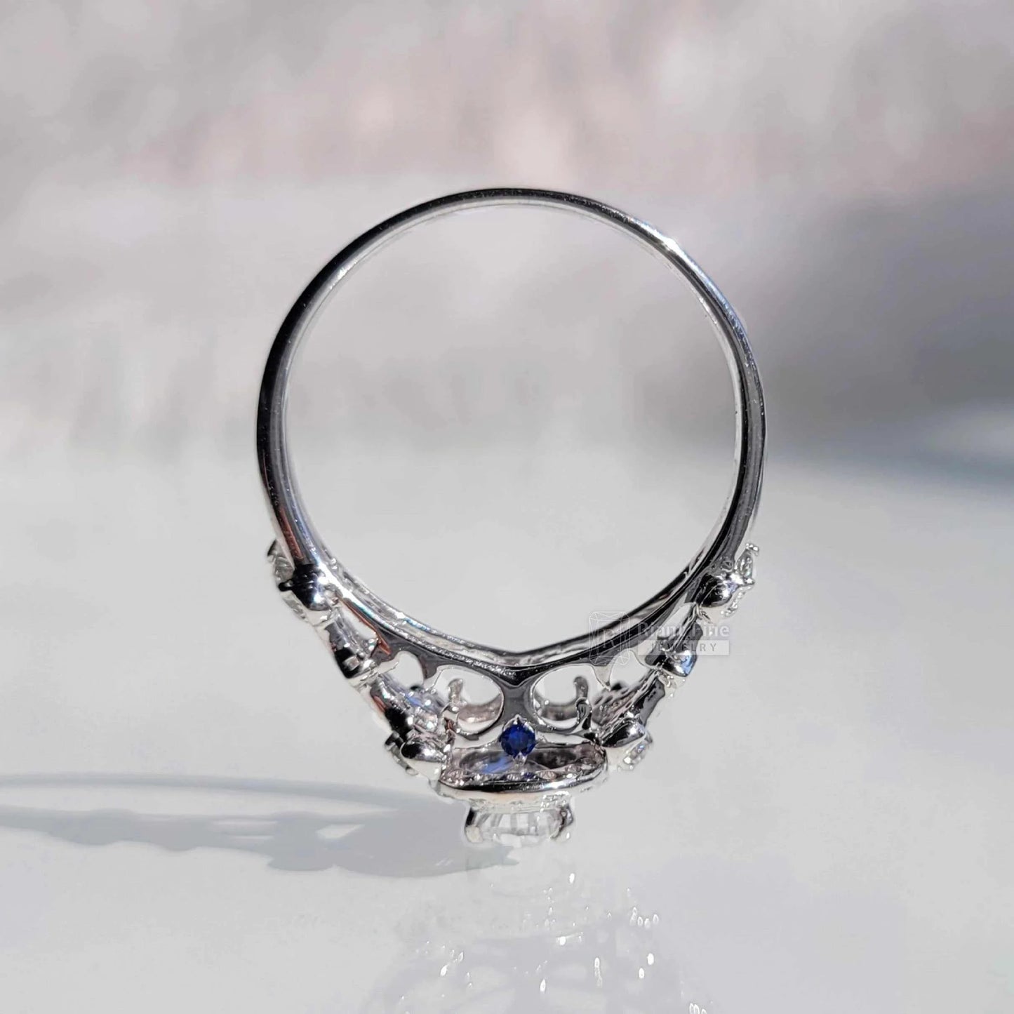 Vintage Halo Diamond Ring in 14K White Gold - Riant Fine Jewelry LLC
