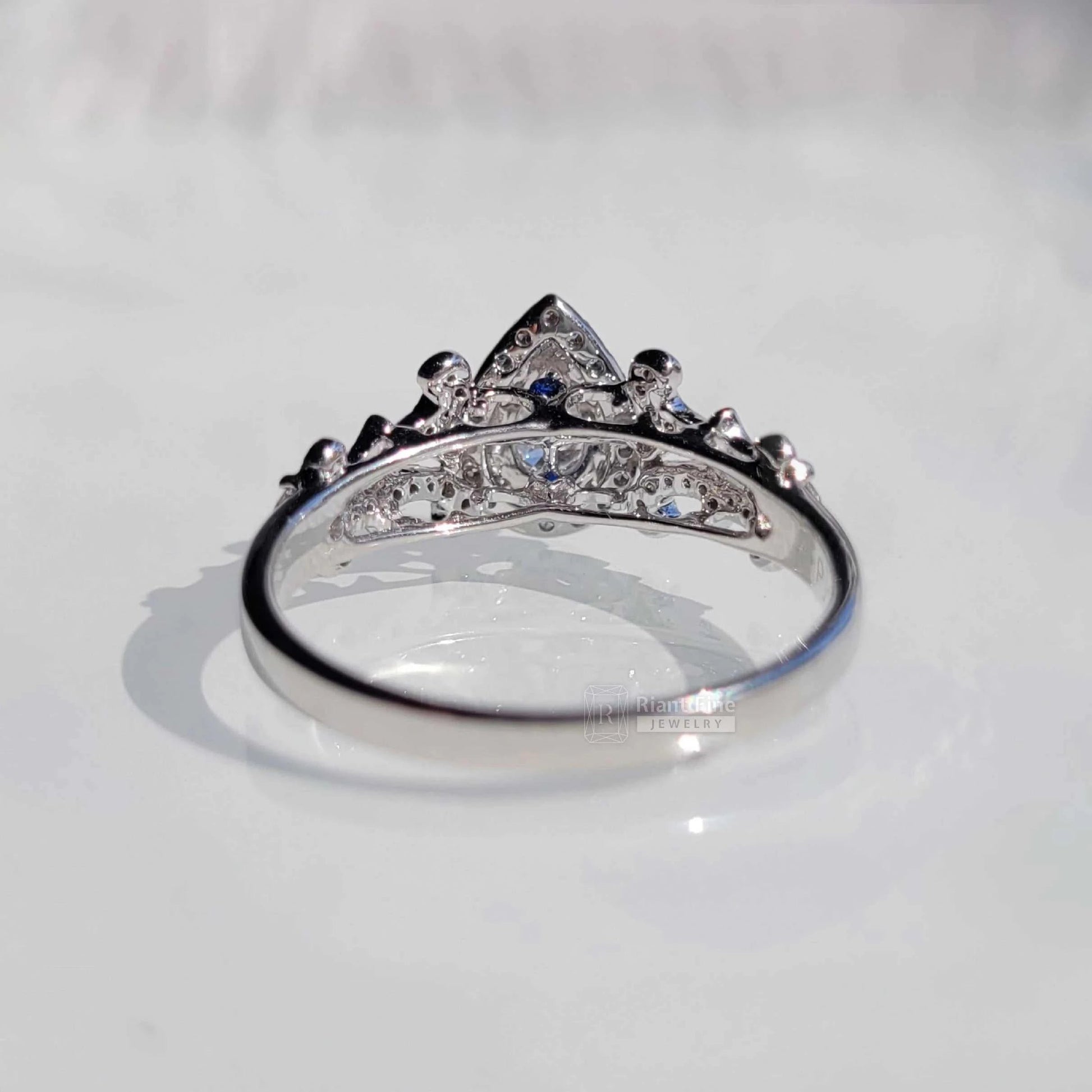Vintage Halo Diamond Ring in 14K White Gold - Riant Fine Jewelry LLC