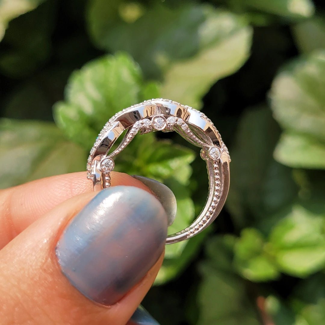 Vintage Infinity Lab Grown Diamond Wedding Band in White Gold - Riant Fine Jewelry LLC