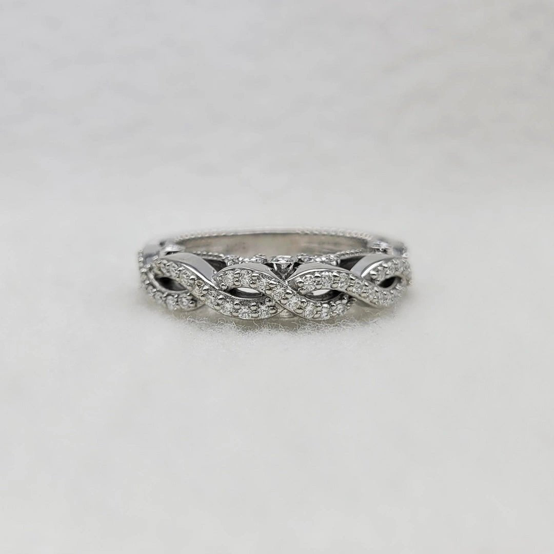 Vintage Infinity Lab Grown Diamond Wedding Band in White Gold - Riant Fine Jewelry LLC