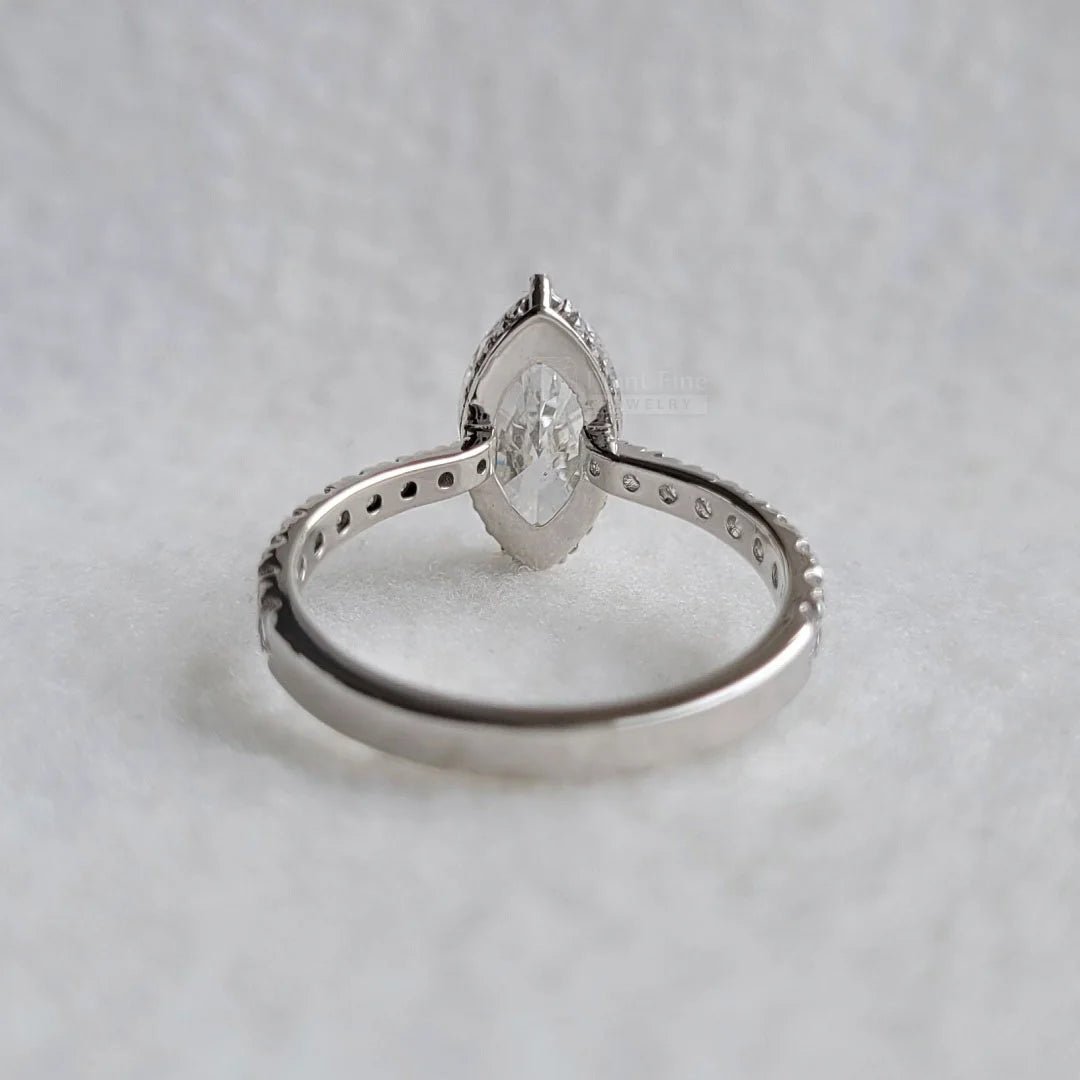 Vintage Marquise Cut Lab Diamond Classic Engagement Ring - Riant Fine Jewelry LLC