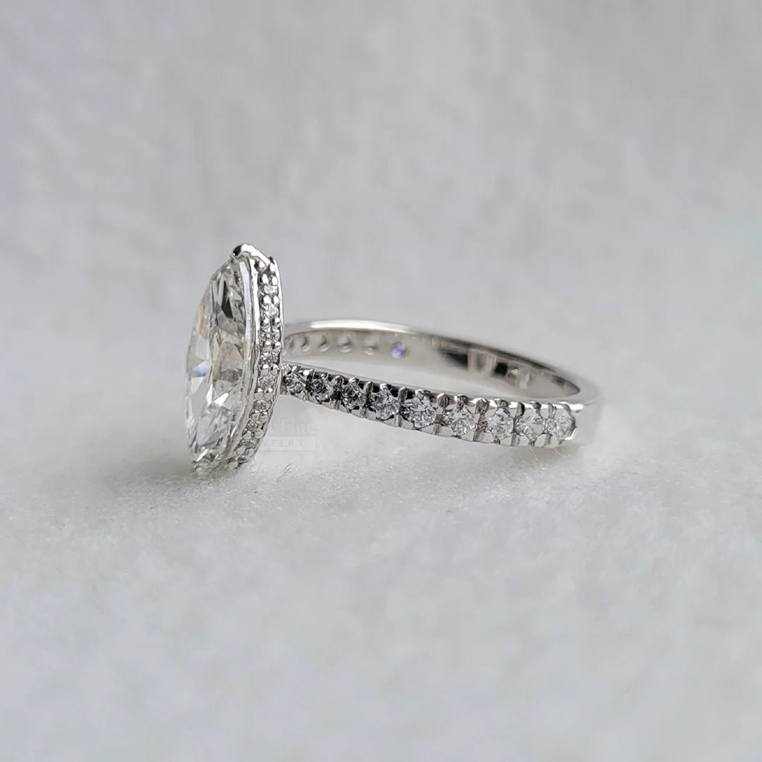 Vintage Marquise Cut Lab Diamond Classic Engagement Ring - Riant Fine Jewelry LLC