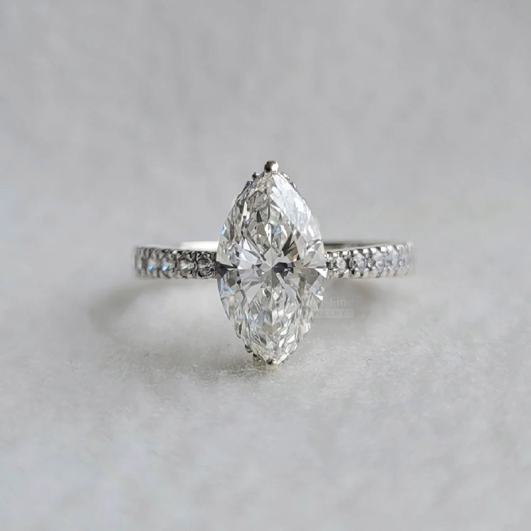 Vintage Marquise Cut Lab Diamond Classic Engagement Ring - Riant Fine Jewelry LLC