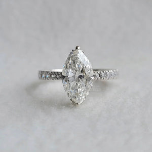 Vintage Marquise Cut Lab Diamond Classic Engagement Ring