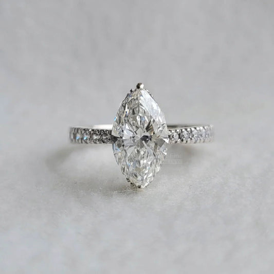 Vintage Marquise Cut Lab Diamond Classic Engagement Ring - Riant Fine Jewelry LLC