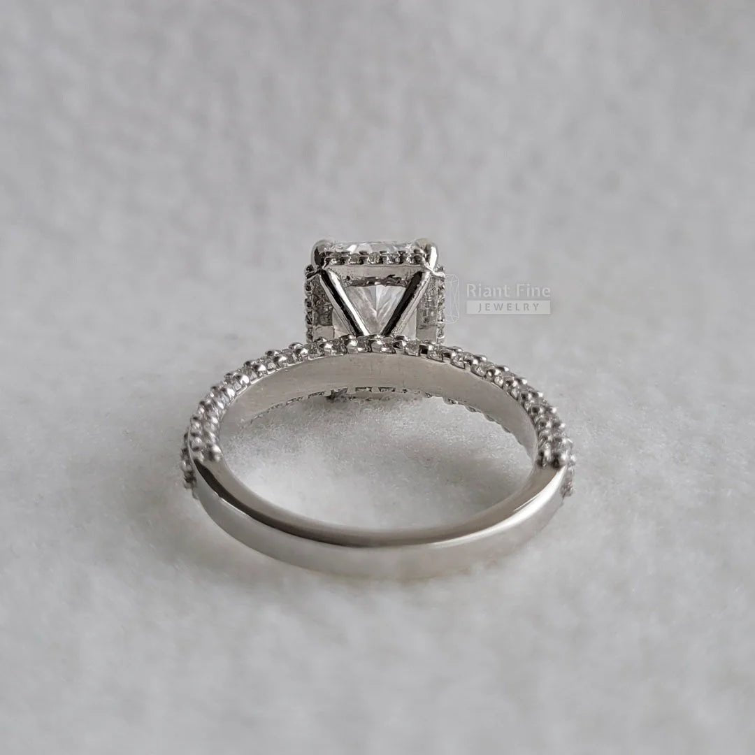 Vintage Radiant Cut Lab Grown Diamond Engagement Ring - Riant Fine Jewelry LLC