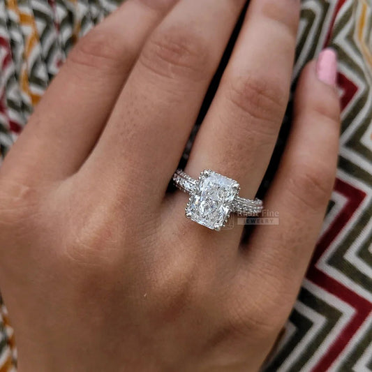 Vintage Radiant Cut Lab Grown Diamond Engagement Ring - Riant Fine Jewelry LLC
