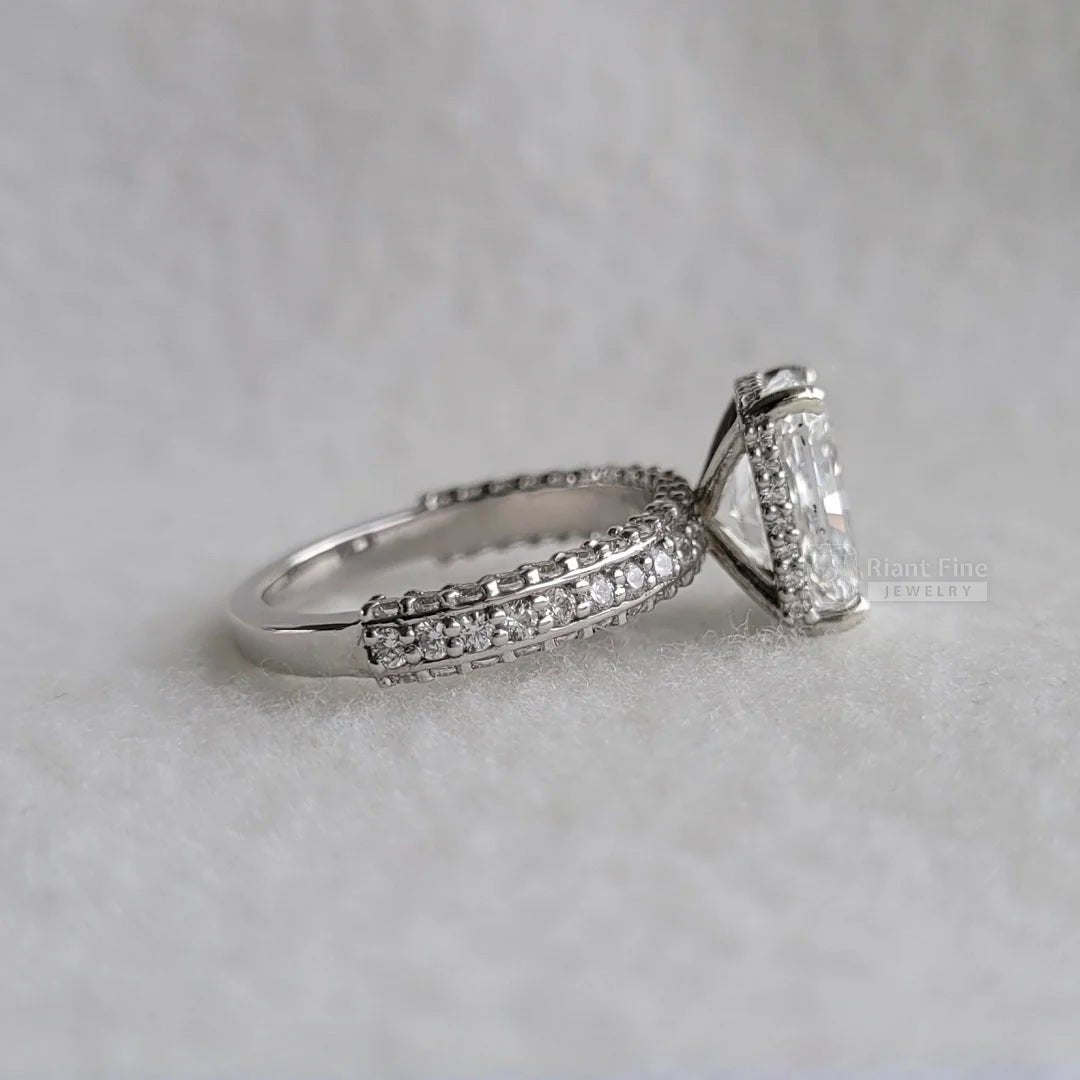 Vintage Radiant Cut Lab Grown Diamond Engagement Ring - Riant Fine Jewelry LLC