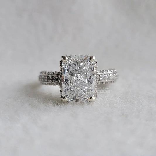 Vintage Radiant Cut Lab Grown Diamond Engagement Ring - Riant Fine Jewelry LLC
