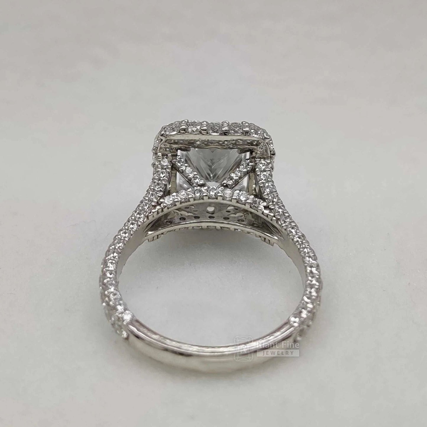Vintage Radiant Cut Moissanite Halo Ring | 14K Gold Pave Set - Riant Fine Jewelry LLC