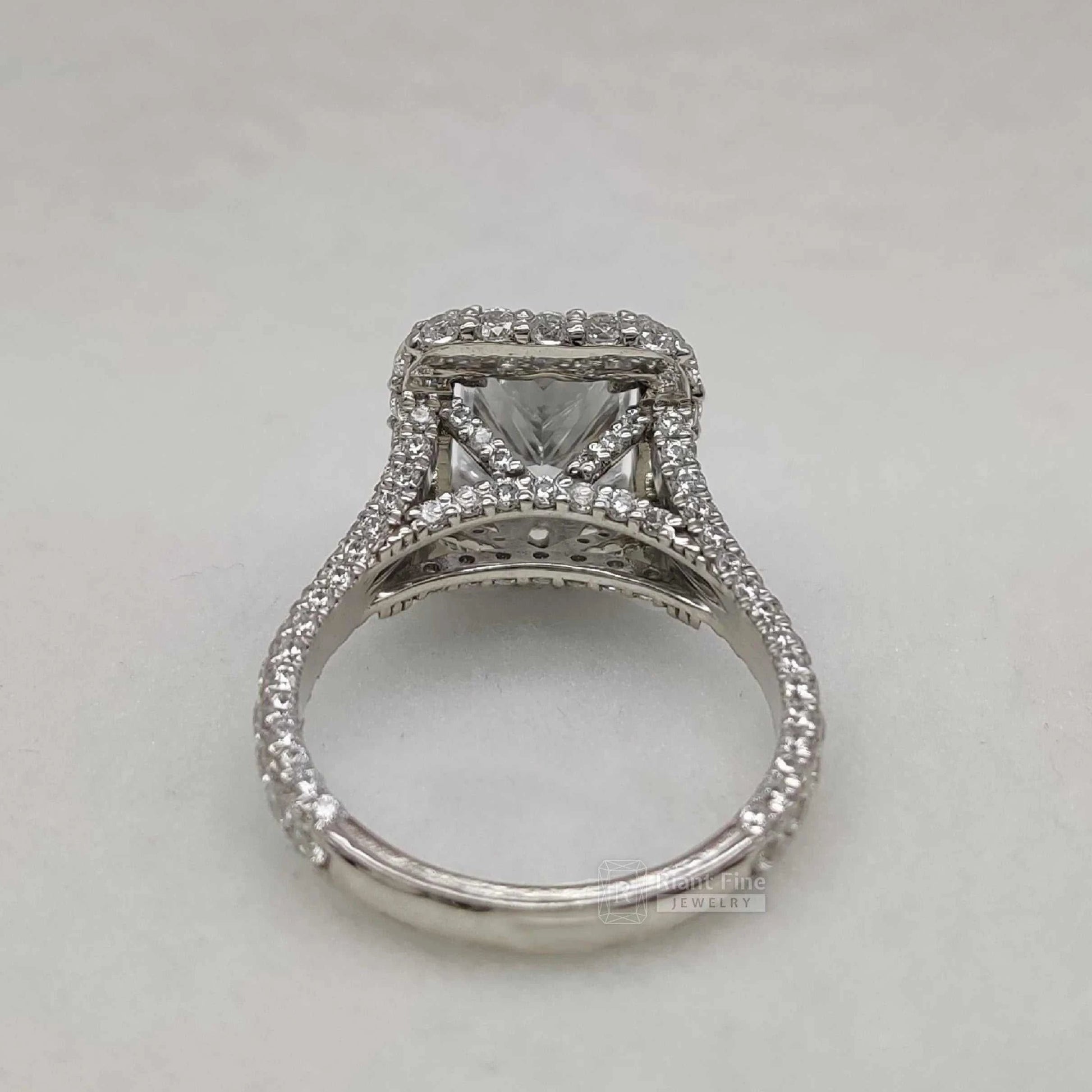 Vintage Radiant Cut Moissanite Halo Ring | 14K Gold Pave Set - Riant Fine Jewelry LLC