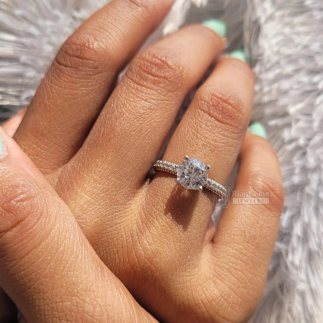 Vintage Round Diamond Hidden Halo Engagement Ring - Riant Fine Jewelry