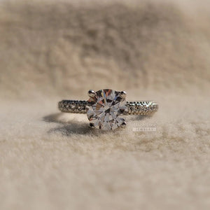 Vintage Round Diamond Hidden Halo Engagement Ring