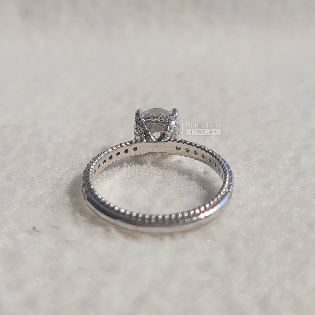 Vintage Round Diamond Hidden Halo Engagement Ring - Riant Fine Jewelry