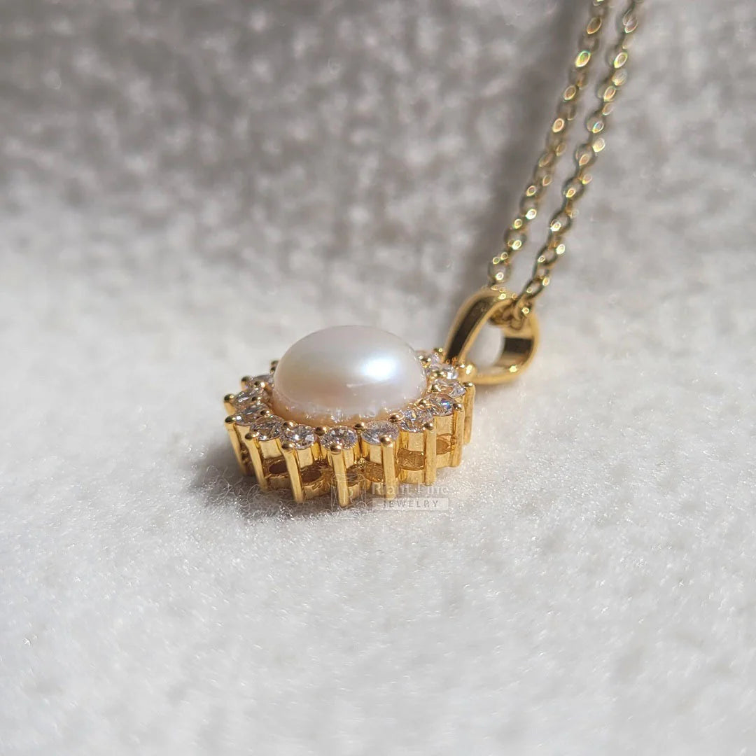 Round Pearl Engagement Pendant
