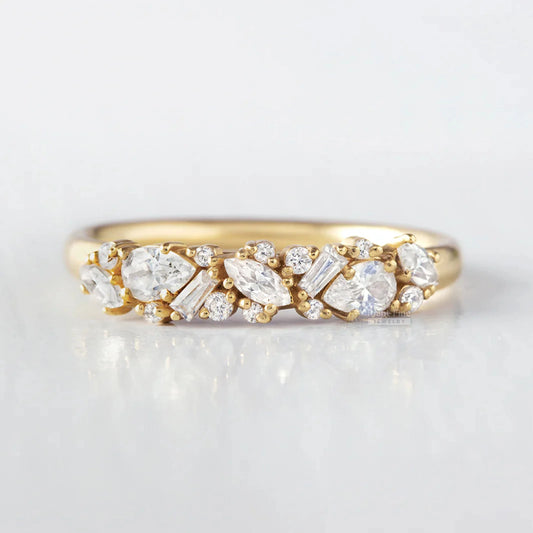lab grown diamond multi stone engagement ring