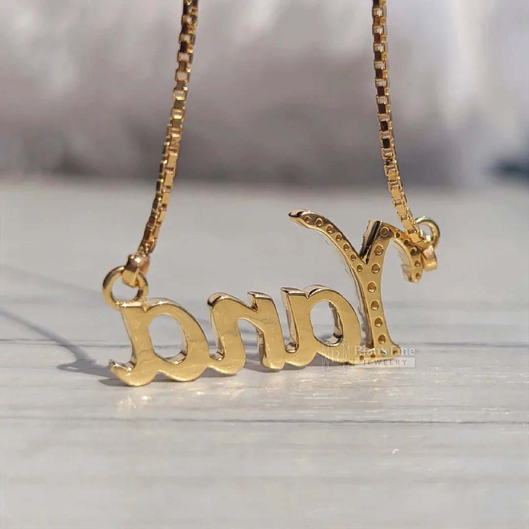 Yana Initial Diamond Pendant with Lab Grown Diamonds - Riant Fine Jewelry LLC