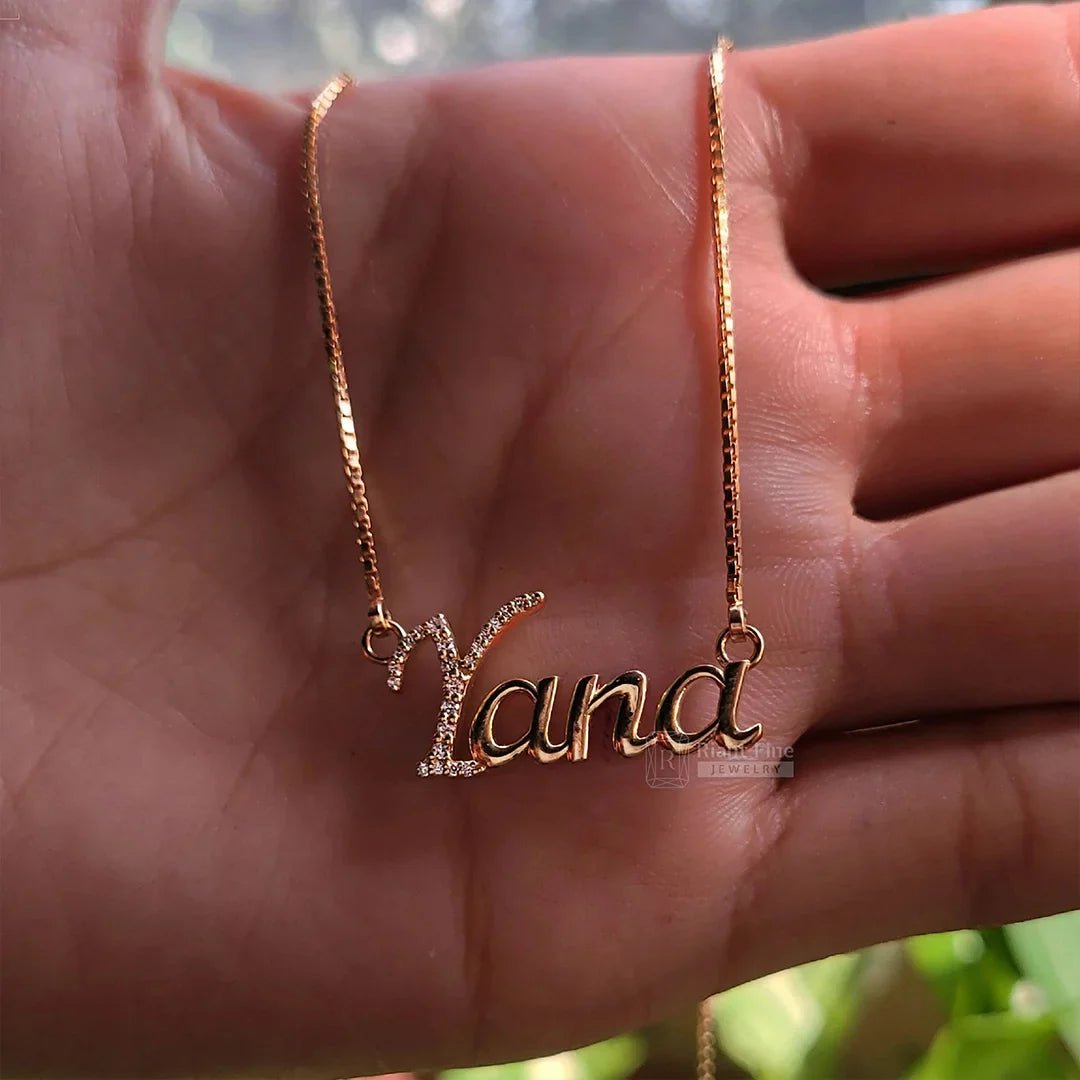 Yana Initial Diamond Pendant with Lab Grown Diamonds - Riant Fine Jewelry LLC