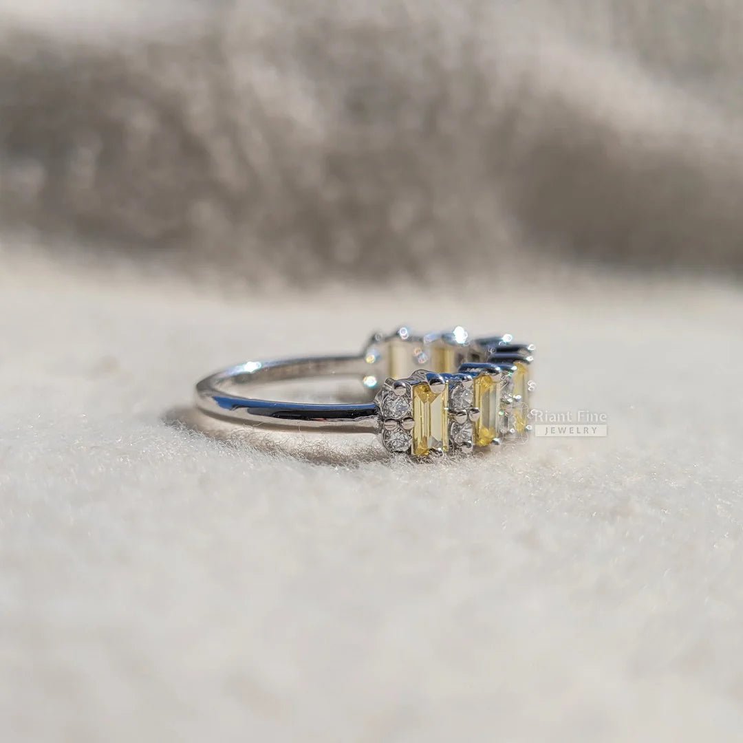 Yellow Baguette & Round Diamond Eternity Wedding Band - Riant Fine Jewelry