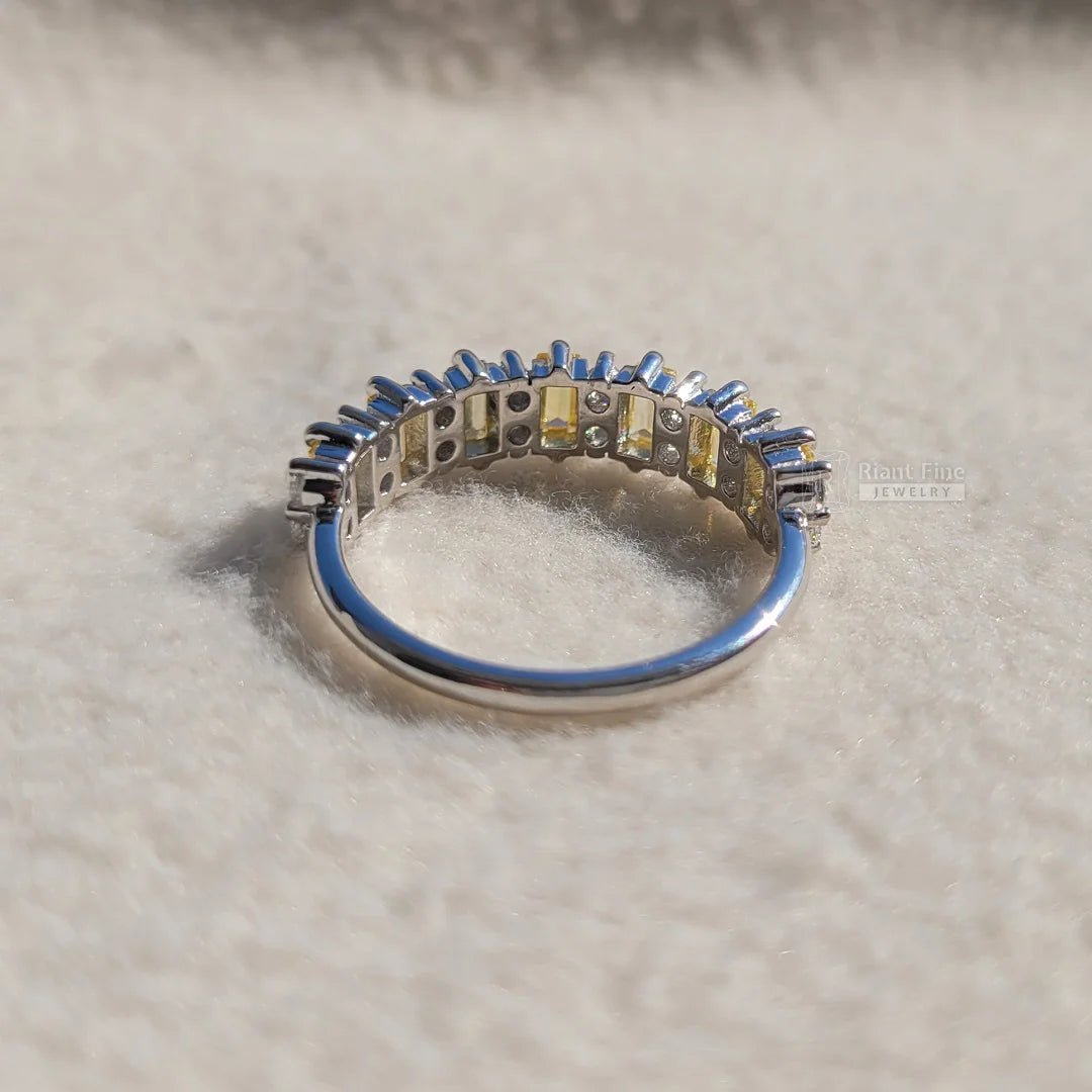 Yellow Baguette & Round Diamond Eternity Wedding Band - Riant Fine Jewelry
