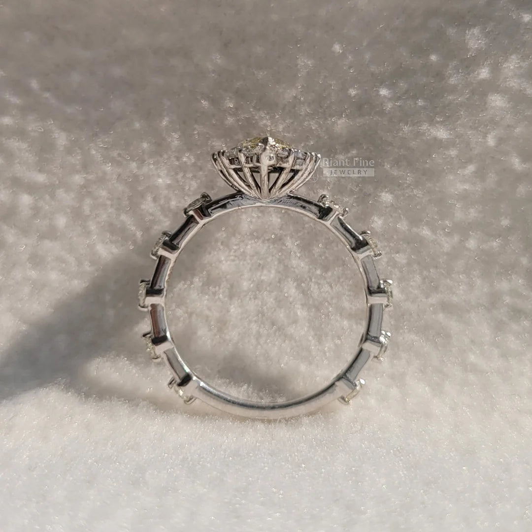 Yellow Diamond Marquise Cut Halo Engagement Ring - Riant Fine Jewelry