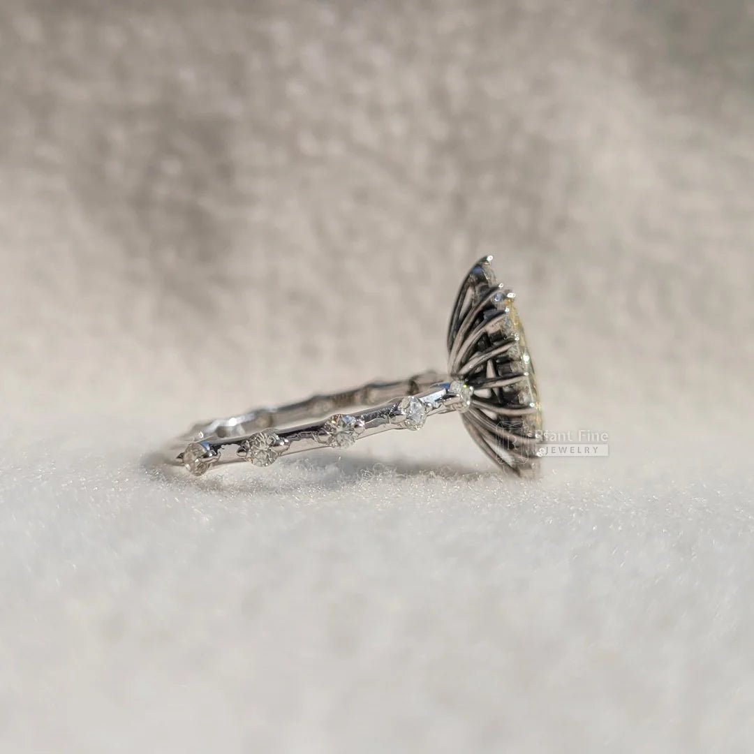 Yellow Diamond Marquise Cut Halo Engagement Ring - Riant Fine Jewelry