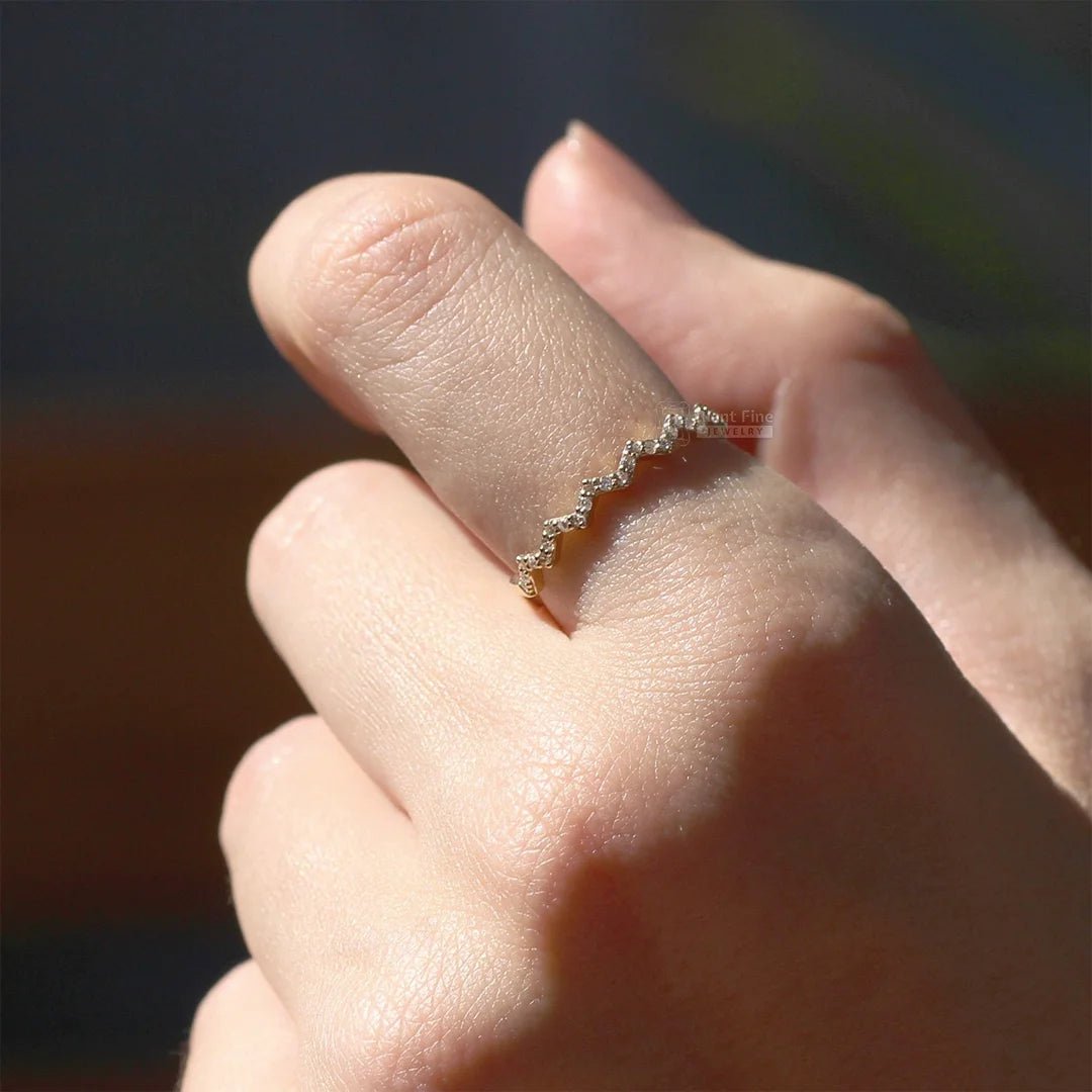 Zig Zag Style Round Lab Diamond Half Eternity Band - Riant Fine Jewelry LLC