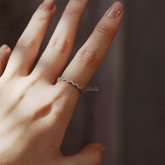 Zig Zag Style Round Lab Diamond Half Eternity Band - Riant Fine Jewelry LLC