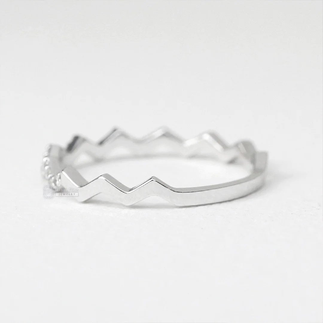 Zig Zag Style Round Lab Diamond Half Eternity Band - Riant Fine Jewelry LLC